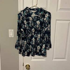 Pleated button up floral blouse(from London!)